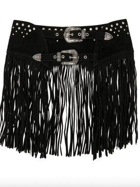 Understated Leather Fringe Studded Belt NWOT - Size S